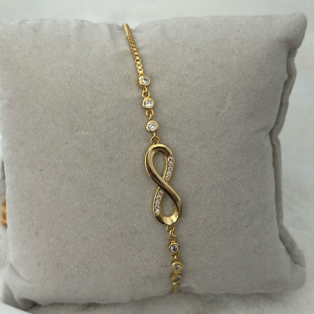 Gold Adjustable Bracelet with Crystals and Infinity Symbol